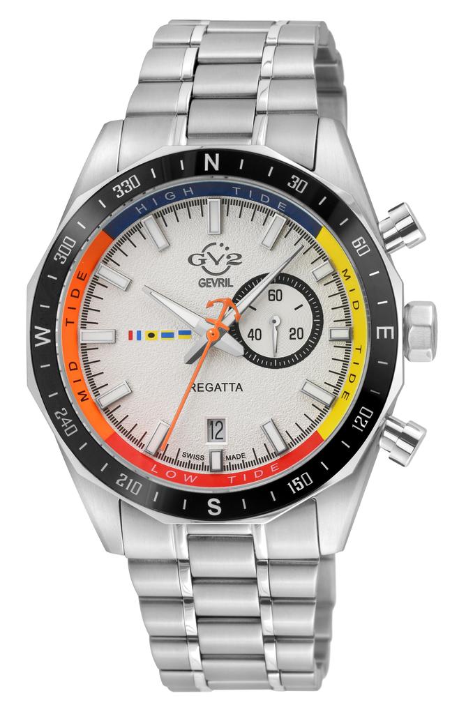 GV2 Regatta Stainless Steel Swiss Quartz Bracelet Watch, 42mm
