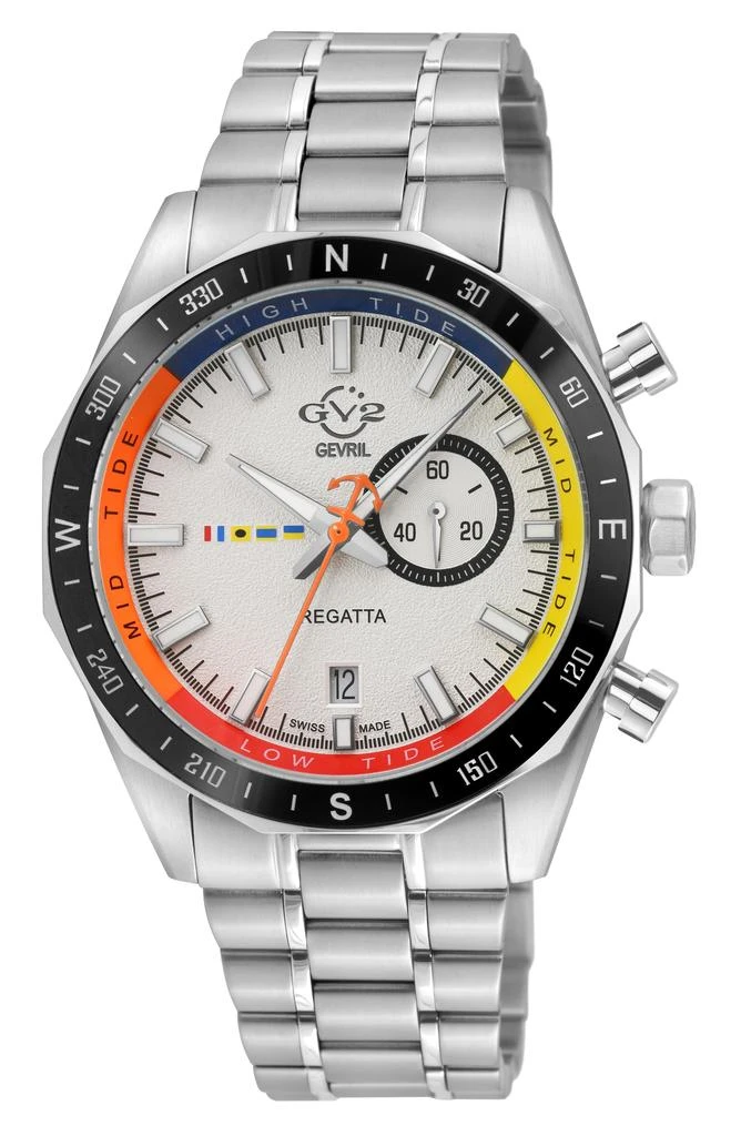 GV2 Regatta Stainless Steel Swiss Quartz Bracelet Watch, 42mm 1