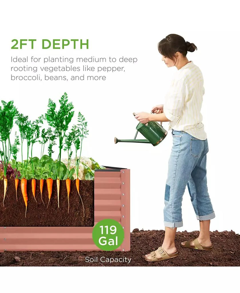 Best Choice Products 4x2x2ft Outdoor Metal Raised Garden Bed, Planter Box for Vegetables, Flowers 3