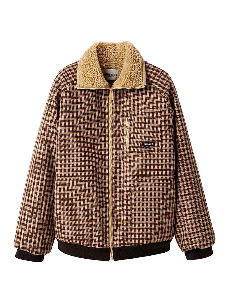 Miu Miu Fleece-Lined Checked Blouson Jacket - Jackets - Free