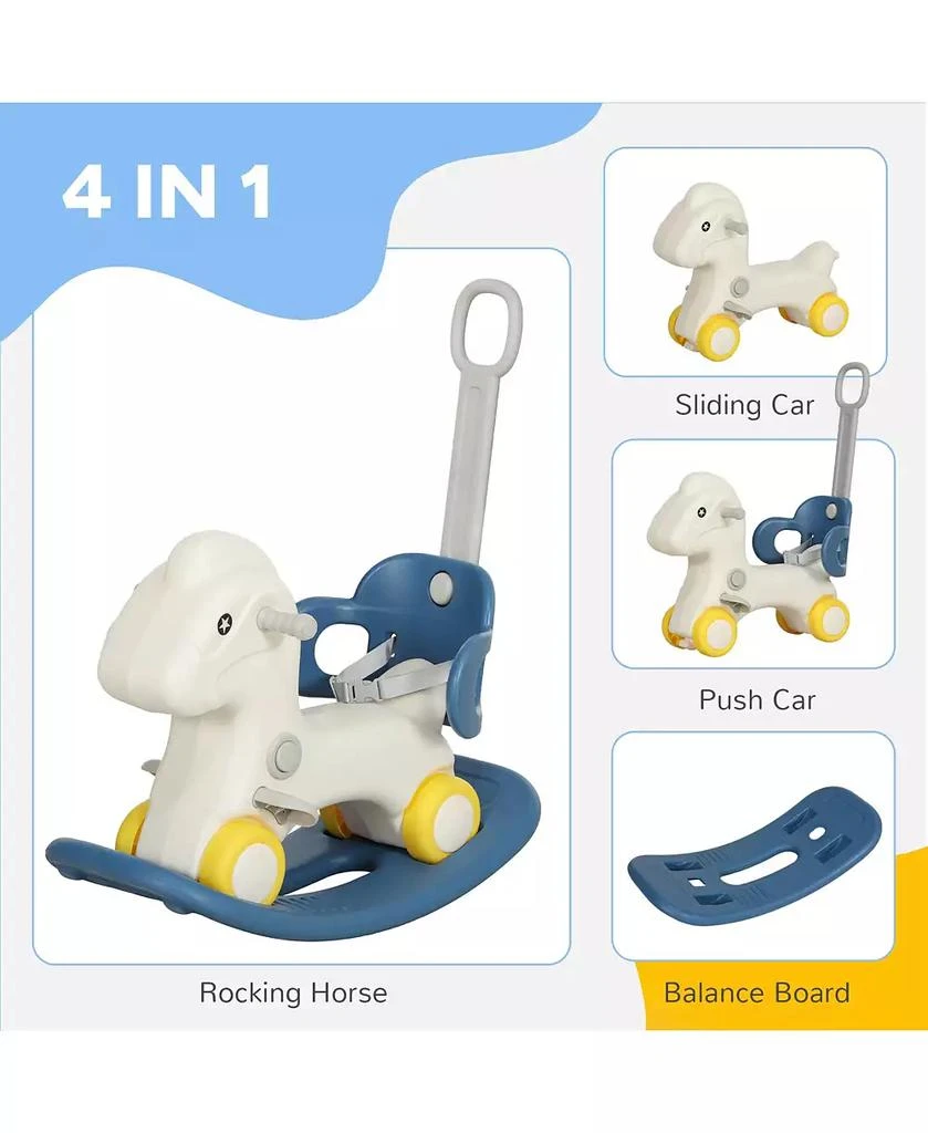 HONGGE 4 in 1 Toddler Rocking Horse with Push Handle and Balance Board 4