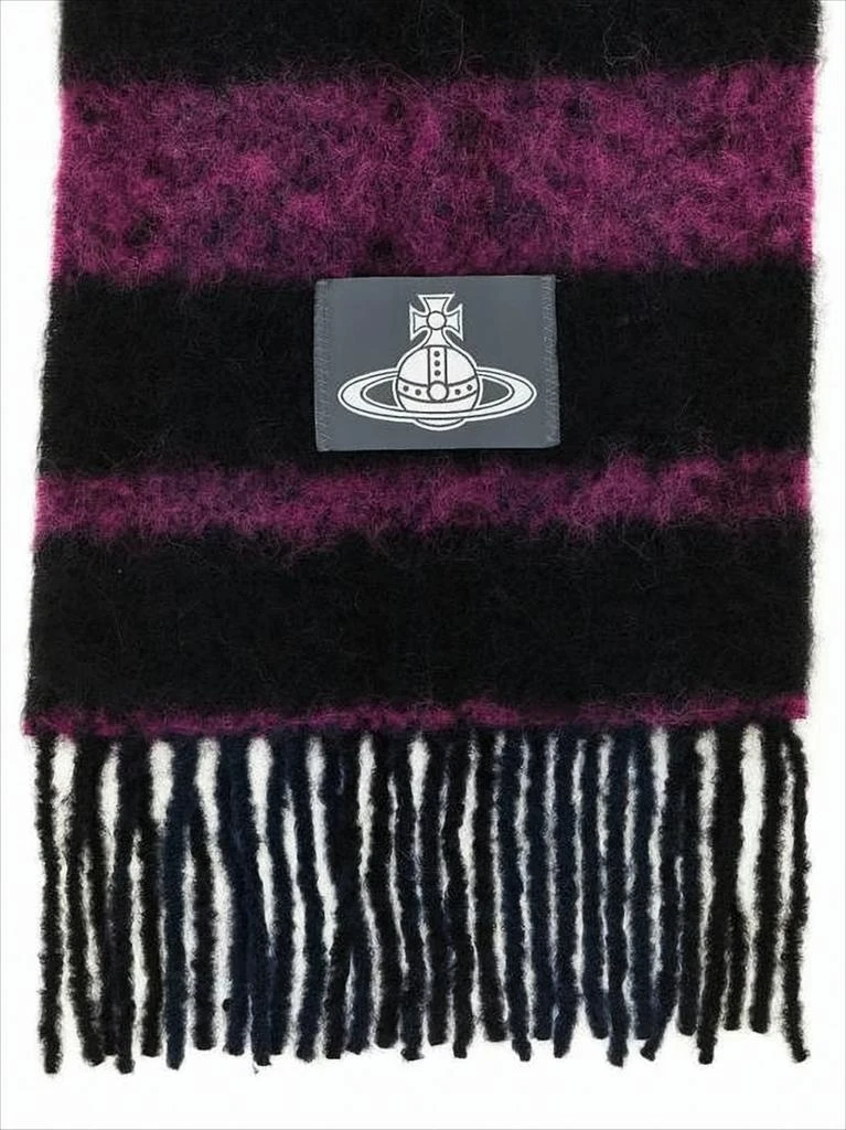 Vivienne Westwood Deep Purple and Black Striped Alpaca Blend Scarf 2