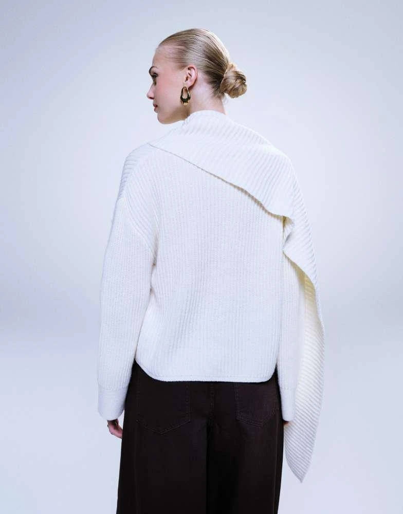 Mango Mango scarf detail jumper in cream 4