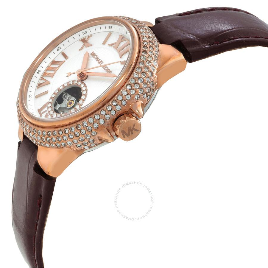Michael Kors Camille Automatic Crystal White Dial Ladies Watch MK9052