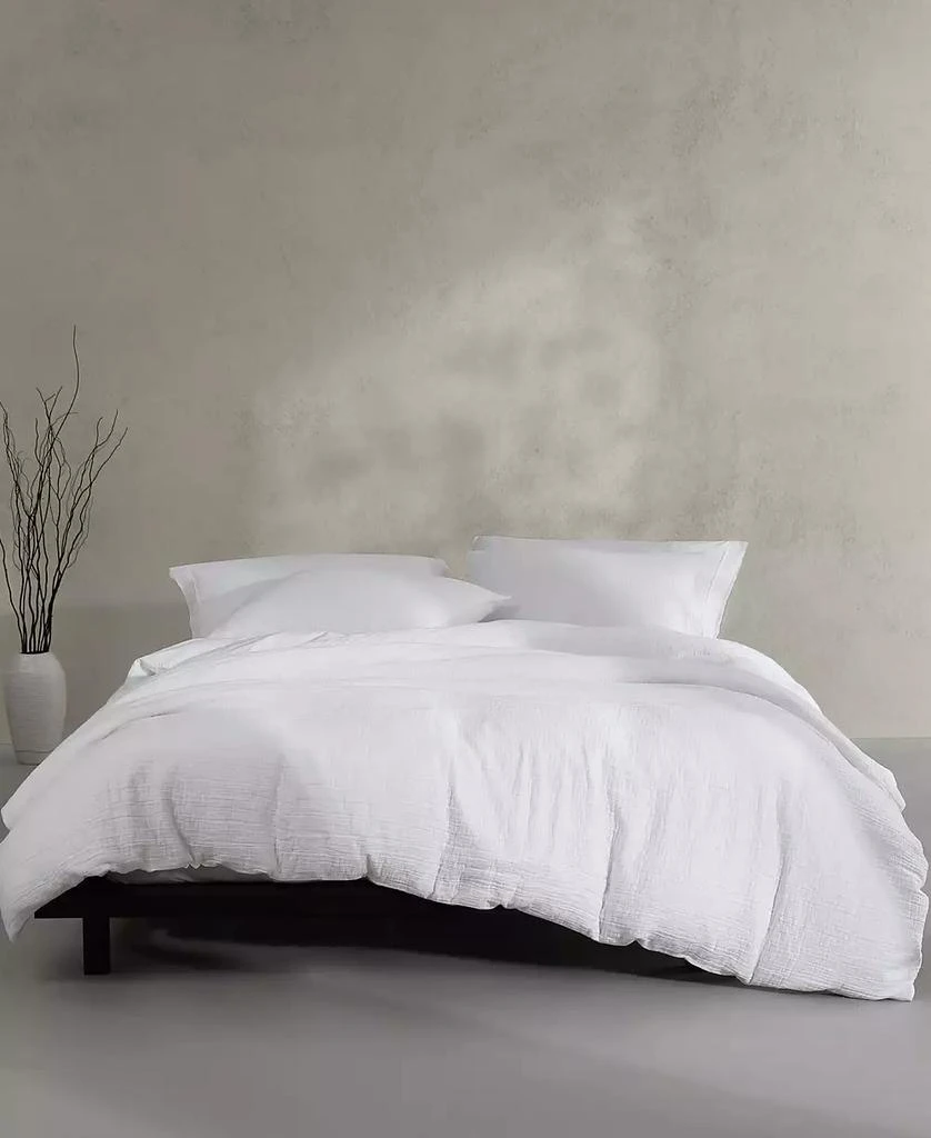 Calvin Klein Washed Texture Solid Cotton Jacquard 3 Piece Duvet Cover Set