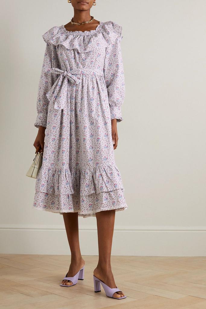 BATSHEVA + Laura Ashley Wednesday ruffled floral-print cotton-poplin midi dress