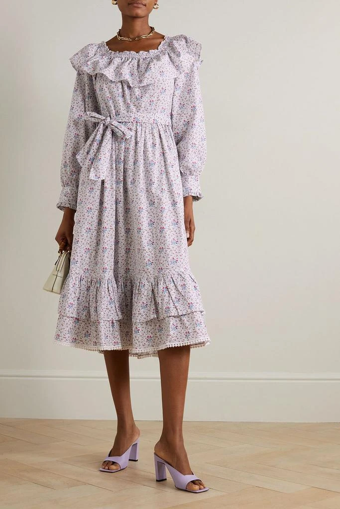 BATSHEVA X LAURA ASHLEY + Laura Ashley Wednesday ruffled floral-print cotton-poplin midi dress 2