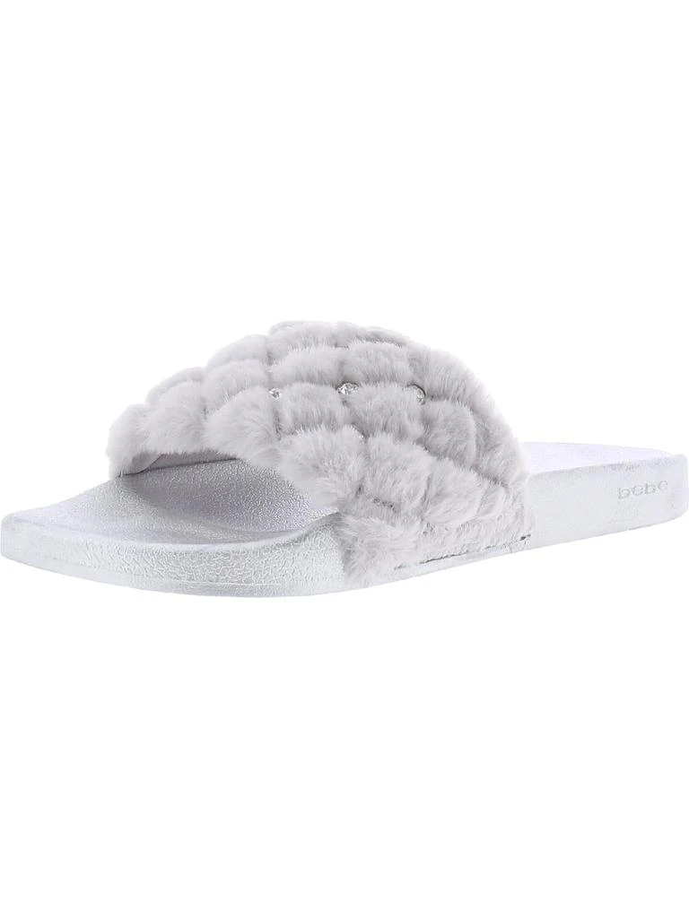 Bebe Faryn Womens Faux Fur Slides Slide Sandals 5