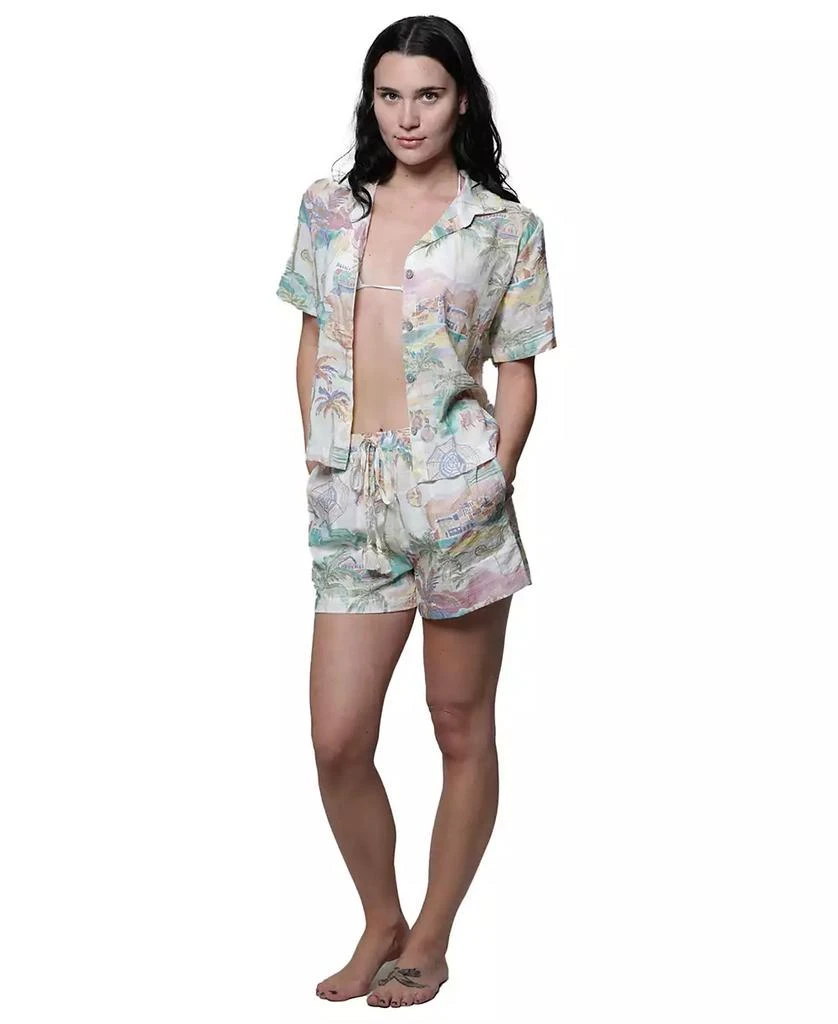 J Valdi Women's Short-Sleeve Buton-Down Swim Shirt 1