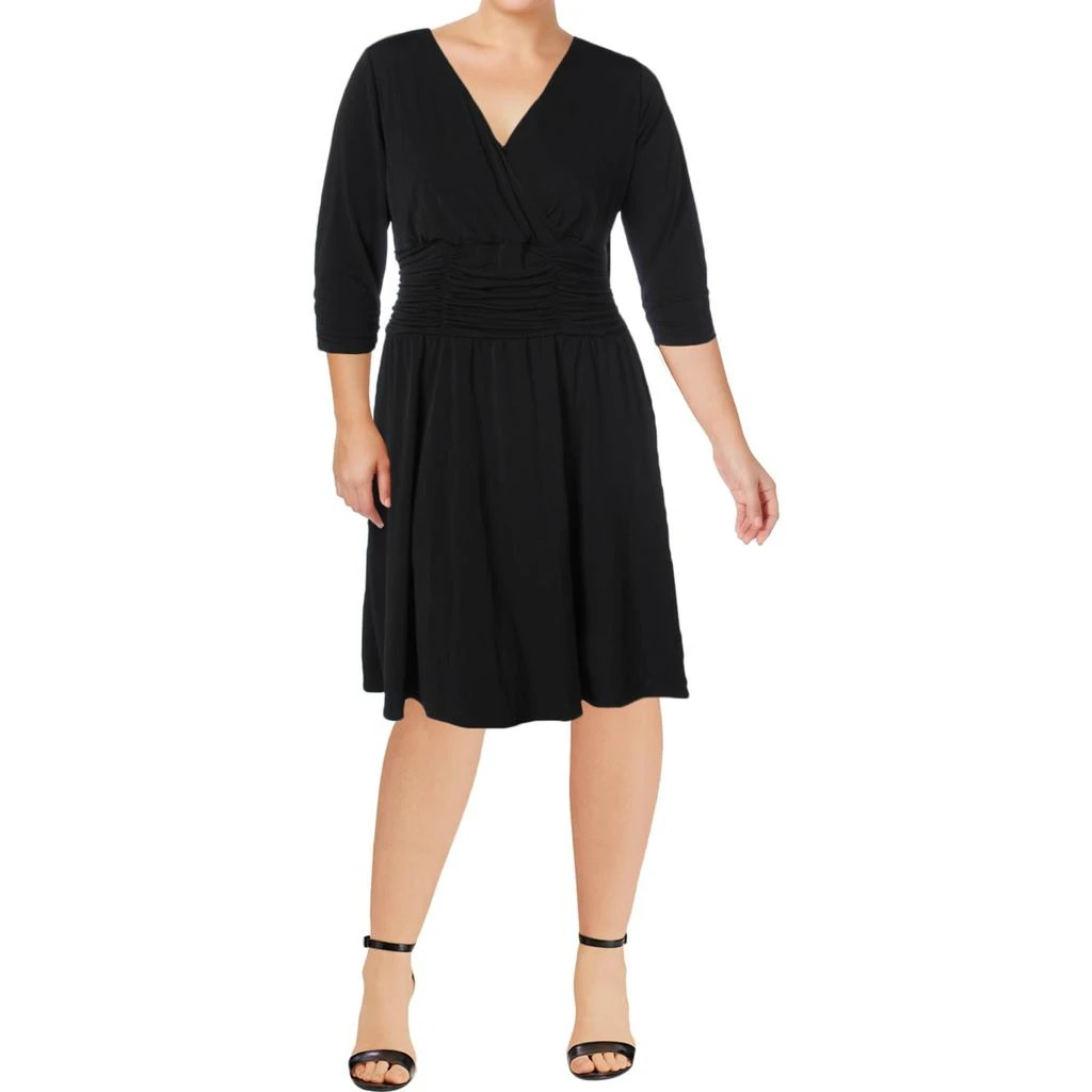 NY Collection Plus Womens Ruched A-Line Cocktail And Party Dress 3