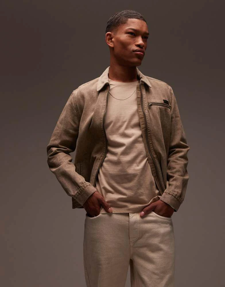 ALL SAINTS Allsaints rothwell washed jacket in mire brown 2