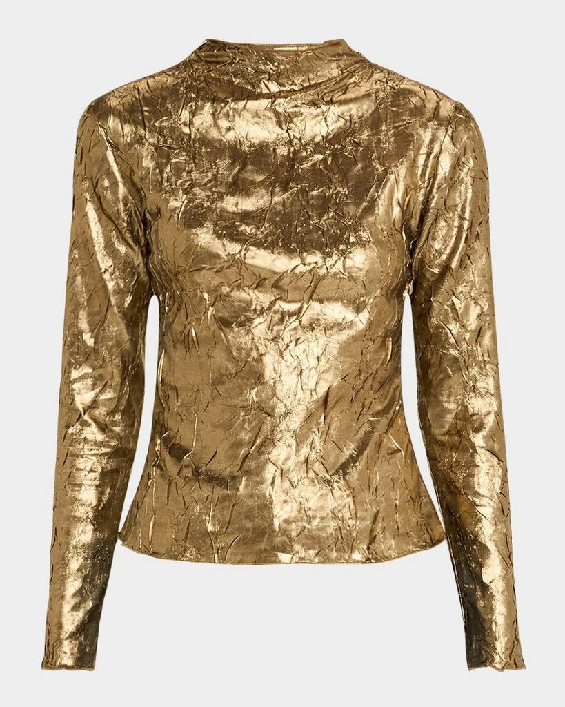 Ganni Metallic Cut-Out Long-Sleeve Top 1