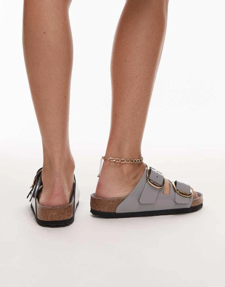 Birkenstock Birkenstock Arizona big buckle high shine sandals in stone grey 4