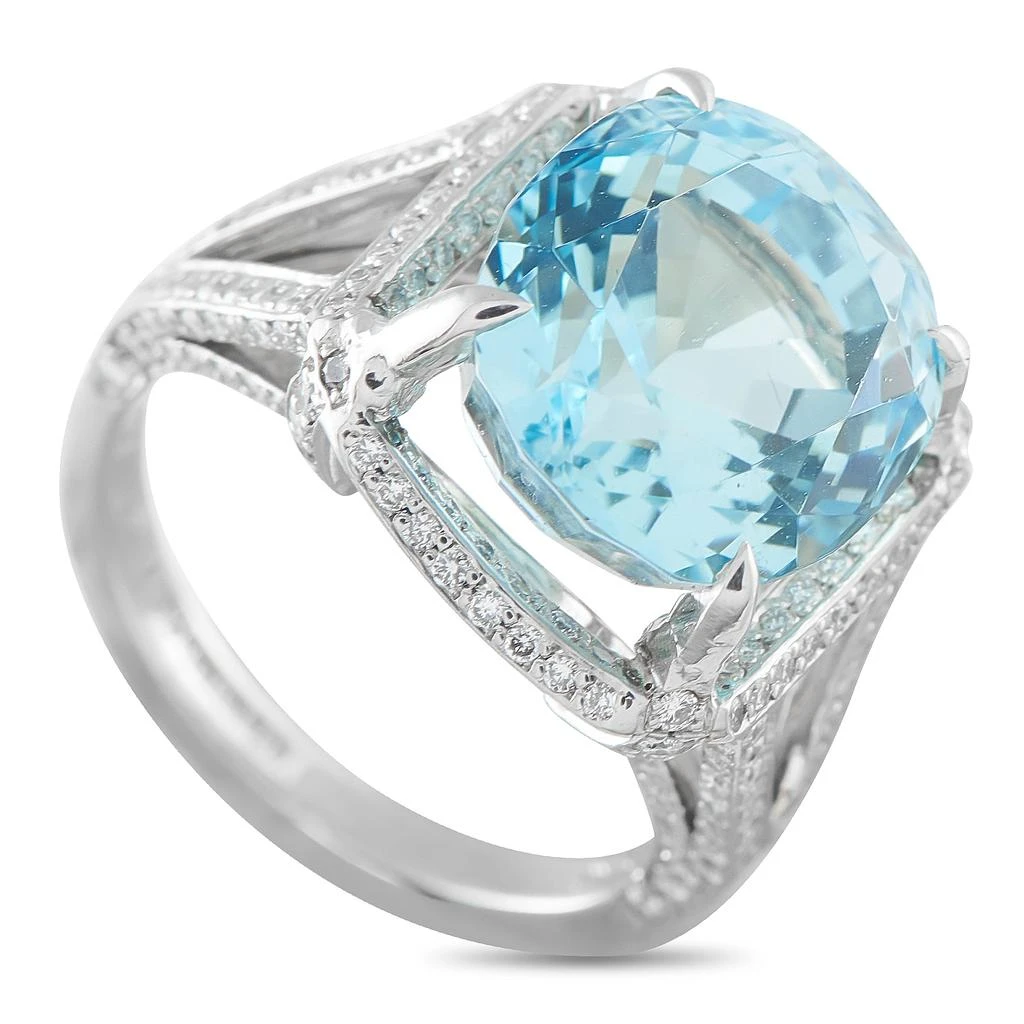 LB Exclusive Platinum 0.75ct Diamond and Aquamarine Ring MF39-122325