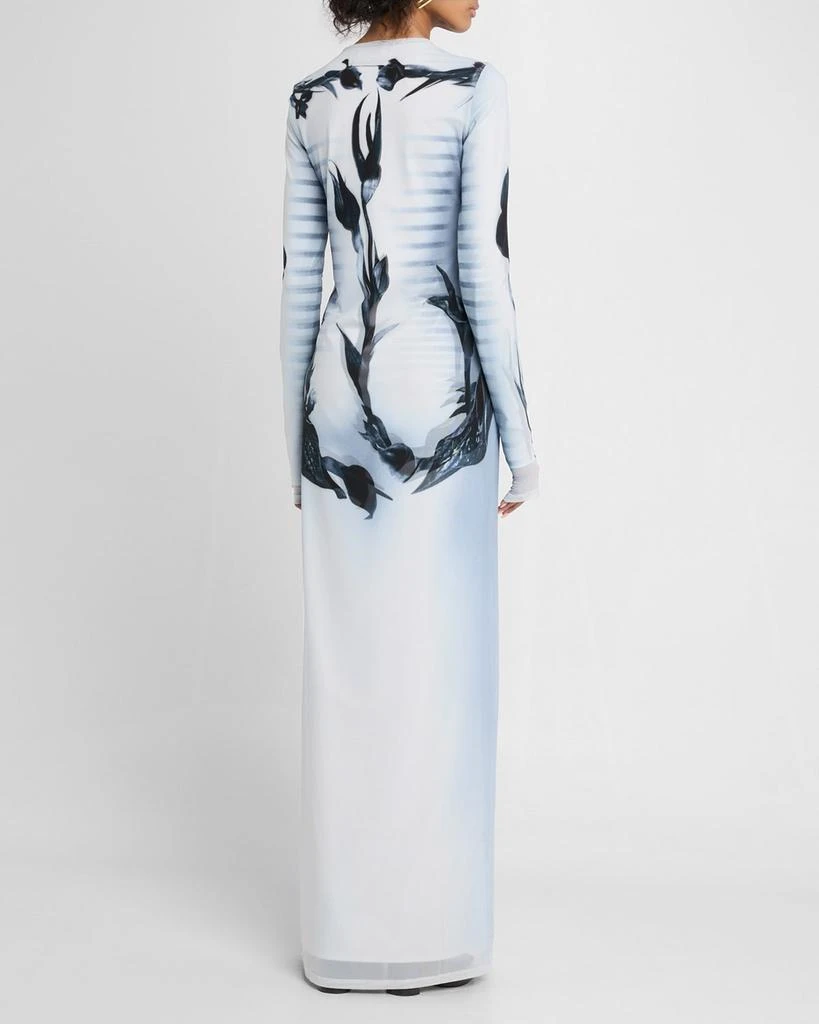 Jean Paul Gaultier Flower Body Morphing Mariniere-Print Layered Mesh Maxi Dress 3