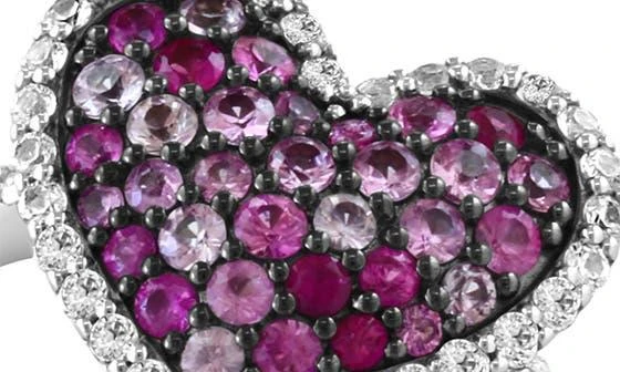 Effy Sterling Silver White 
Pink Sapphire Heart Ring 2