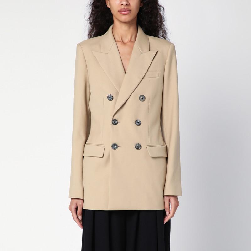 Ami Paris Sand-coloured double-breasted jacket in wool