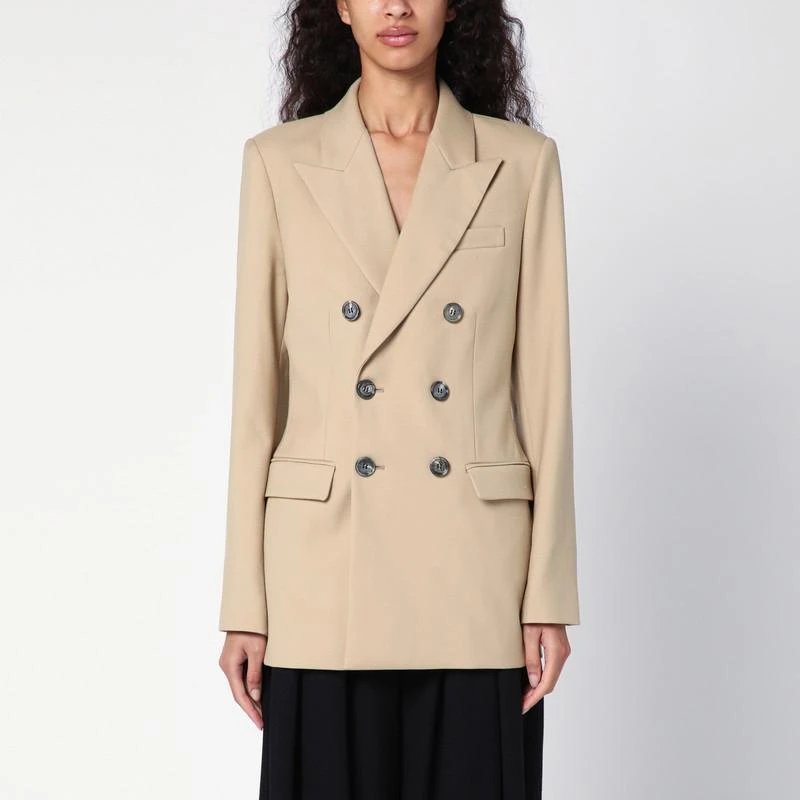 Ami Paris Sand-coloured double-breasted jacket in wool 1