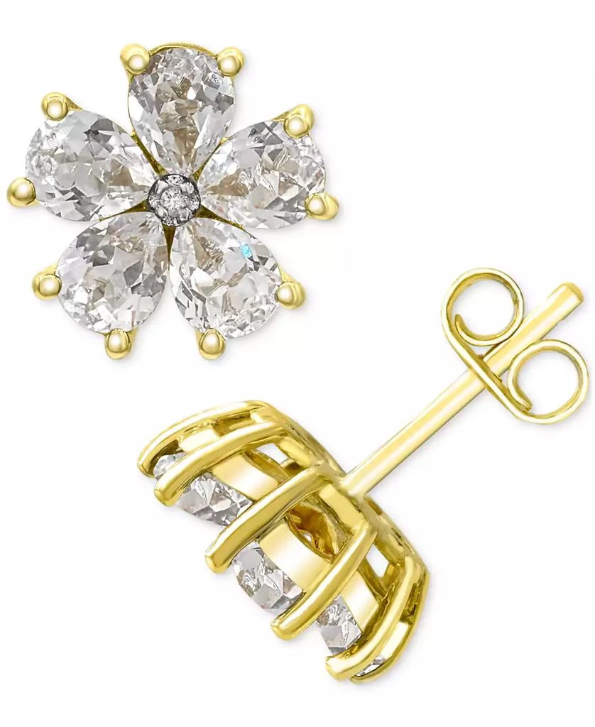 Macy
s Lab-created White Sapphire 3-1/6 ct. t.w. and Diamond Accent Flower Stud Earrings in 14K Gold-Plated Sterling Silver