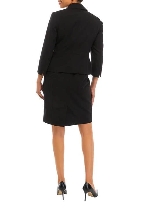 Le Suit Suit Womens Bi Stretch Shawl Collar Jacket And Sheath Dress Set 2