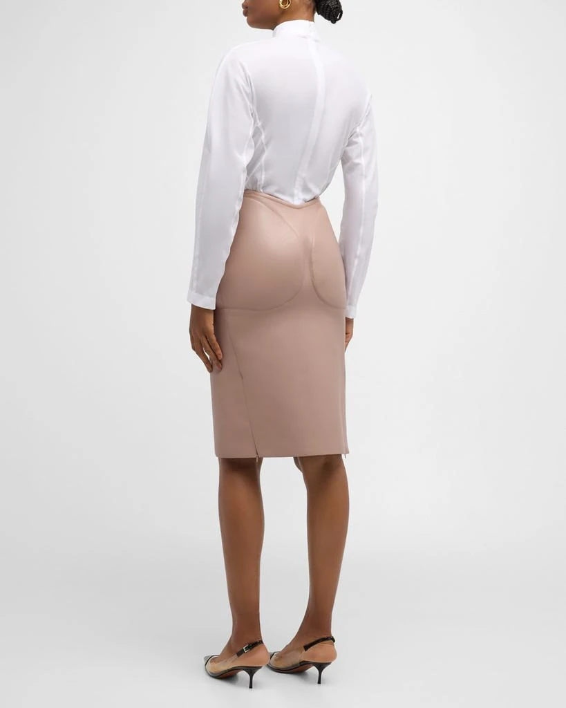 ALAIA Contour Stitched Leather Pencil Skirt 4