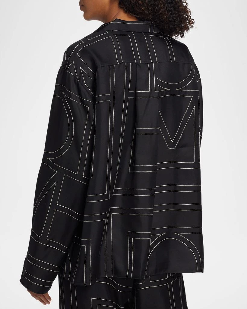 Totême Monogram-Embroidered Silk Pajama Top 3
