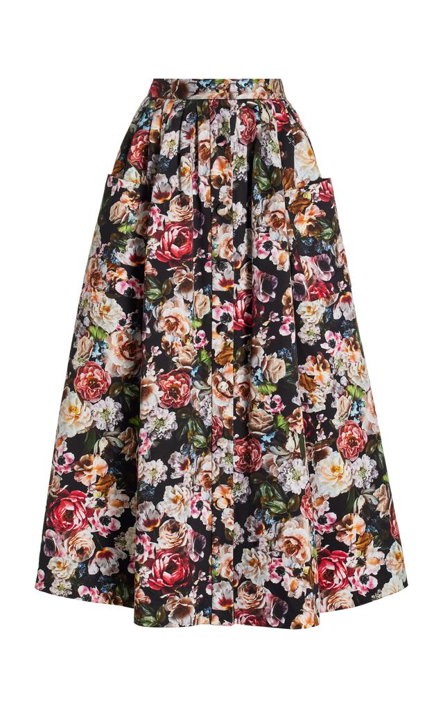 Adam Lippes Adam Lippes - Floral Duchess Satin Midi Skirt - Floral - US 6 - Moda Operandi