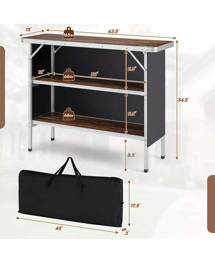 KUYOTQ Folding Camping Table with 2-Tier Open Shelves for Outdoor BBQ 3