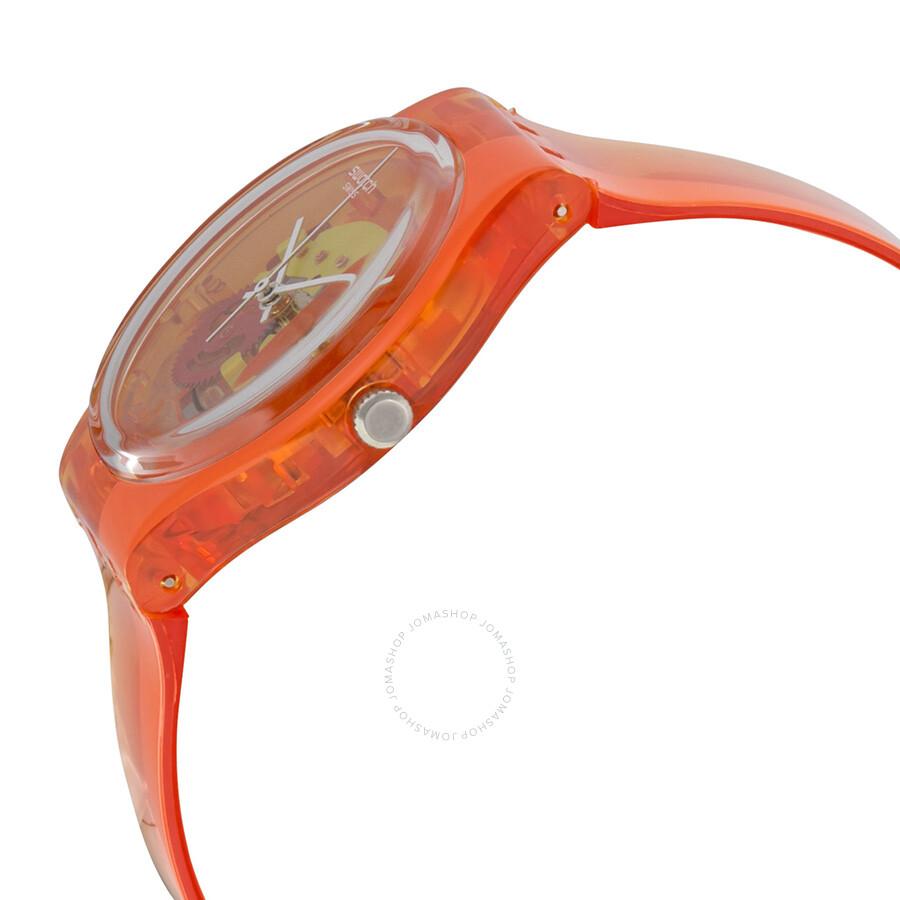 Swatch Bloody Orange Skeleton Dial Orange Plastic Unisex Watch GO116