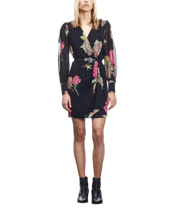 The Kooples Rose Surplice Neck Mini Dress 4