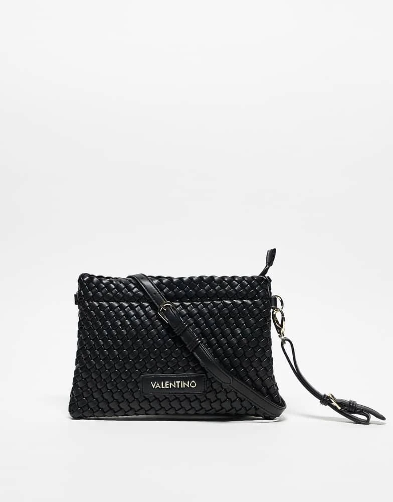 Shop Valentino shantel woven clutch bag with crossbody strap in