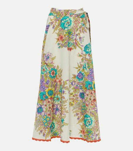 ETRO Floral cotton and silk midi skirt 1