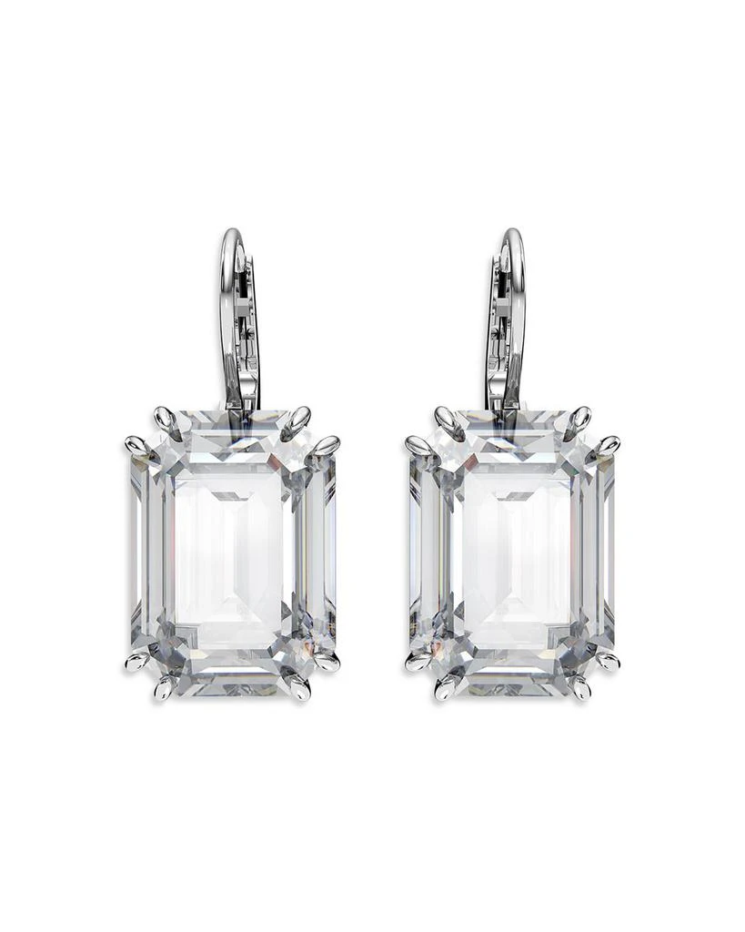 Swarovski Millenia Octagon Cut Drop Earrings in Rhodium Plated 1