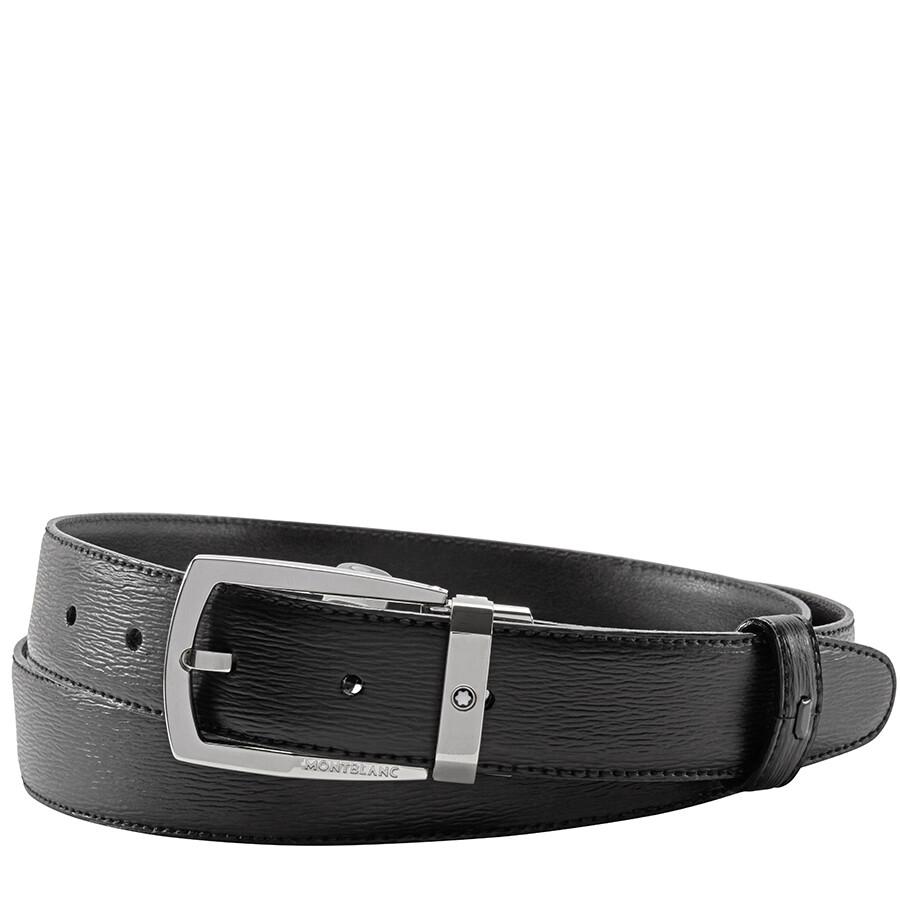 MontBlanc Black Leather Belt- Black
