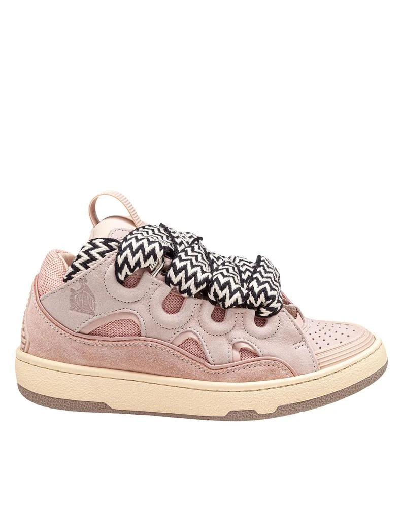 Lanvin Curb Sneakers In White And Pink Leather 1