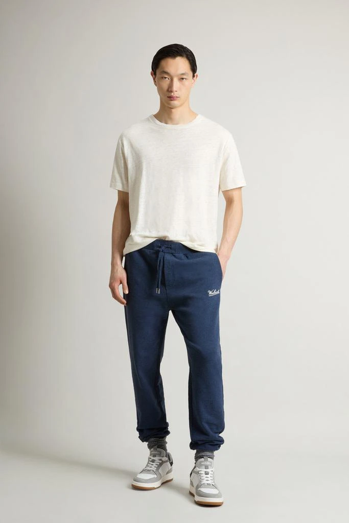 Woolrich Pants in Pure Cotton Mouliné Fleece - Men - Blue 1