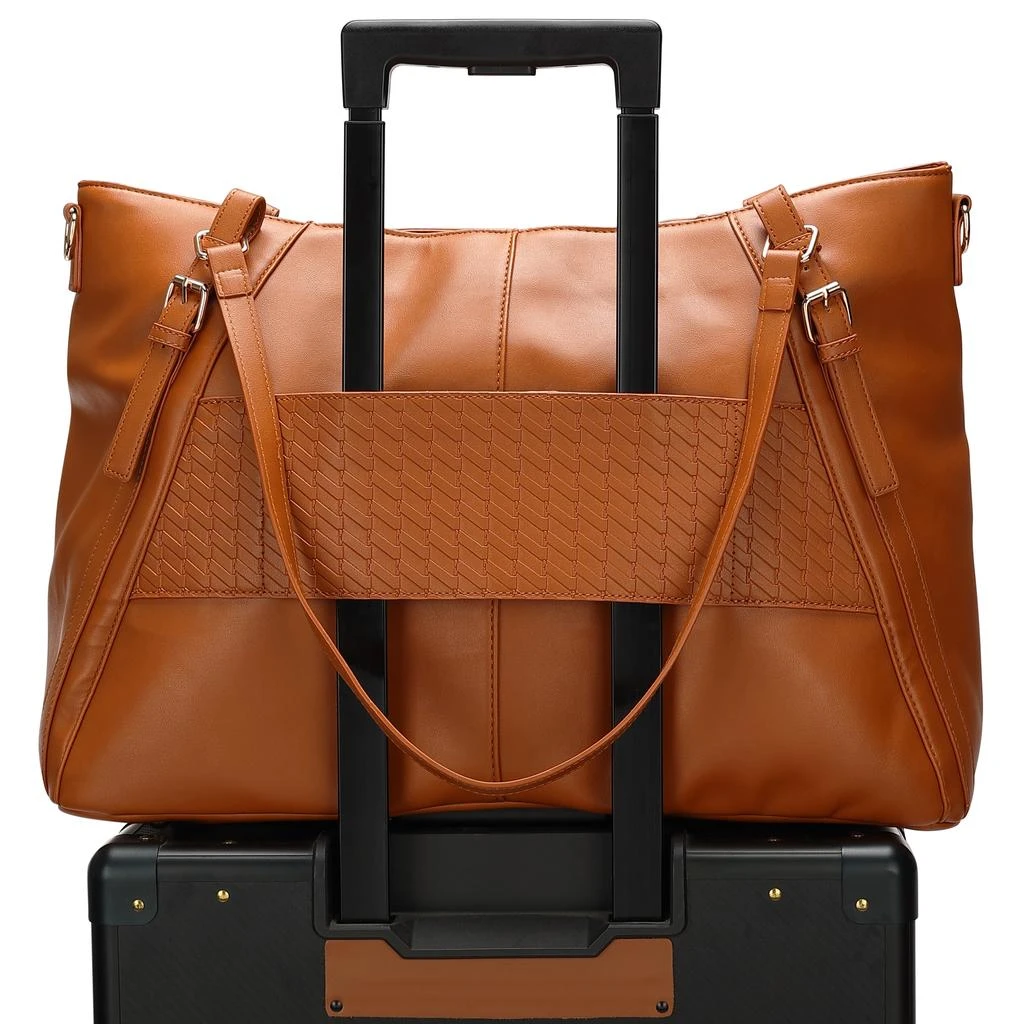 ELLE Leisure Luxe 33L Vegan Leather Weekender Tote Bag | Brown 2