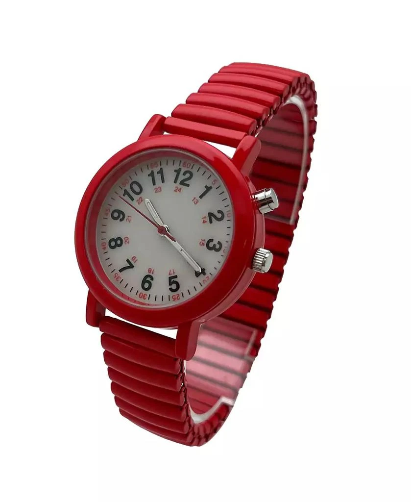 Olivia Pratt Red Stretch Band Easy Read Nurse Watch with Second Hand Women Watch 3