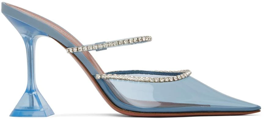 Amina Muaddi Blue Gilda Glass Heels 1