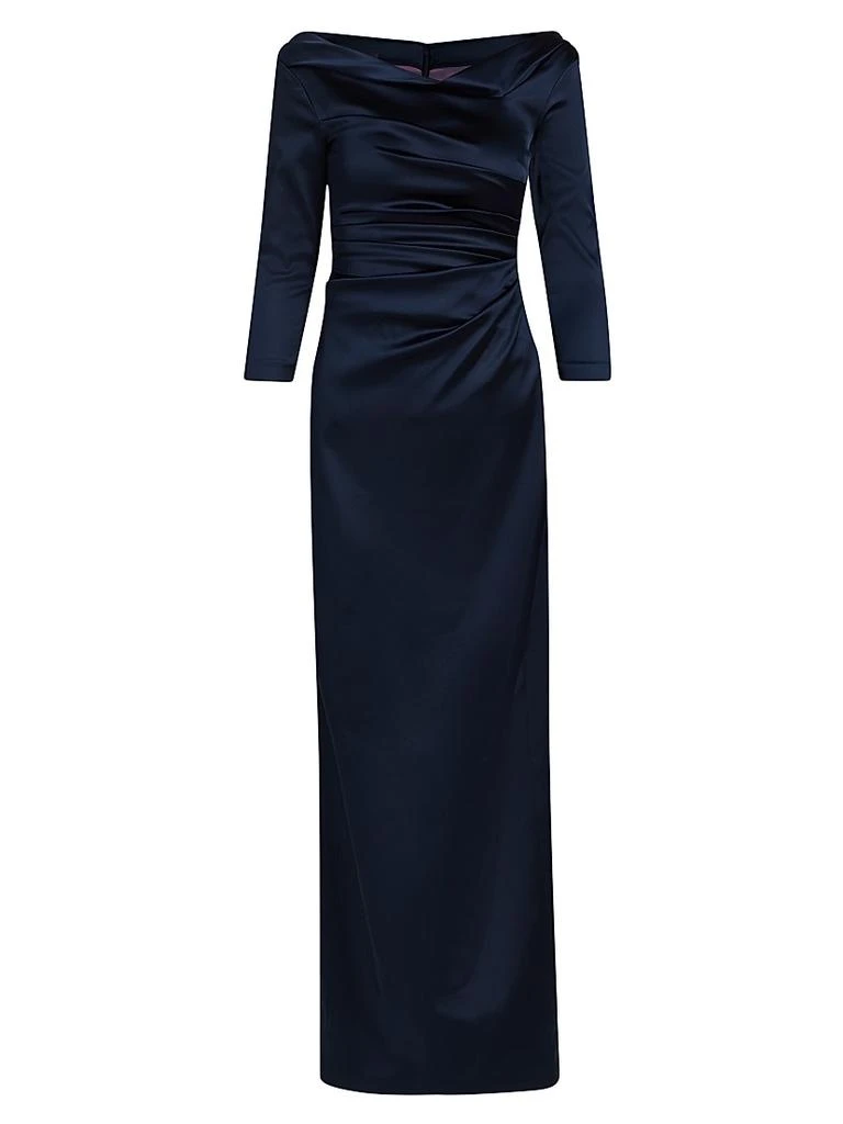 Talbot Runhof Satin Asymmetric Gathered Gown