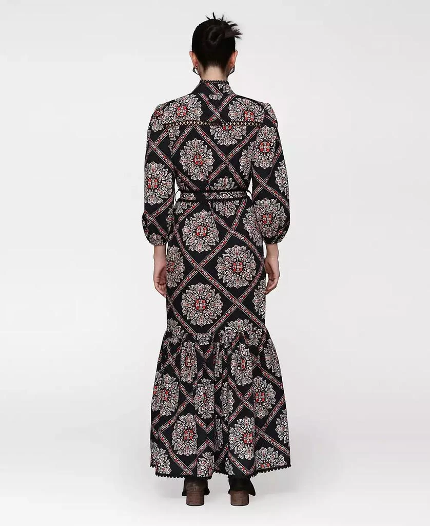 Avec Les Filles Women's Belted Puffed-Shoulder Maxi Dress 4