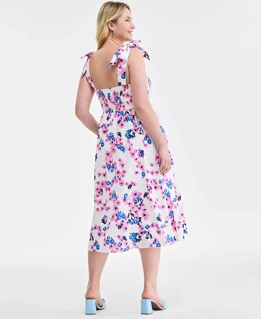 knee length dresses for ladies TIED STRAP SMOCKED BACK A-LINE MIDI DRESS – Tenshoppe-store