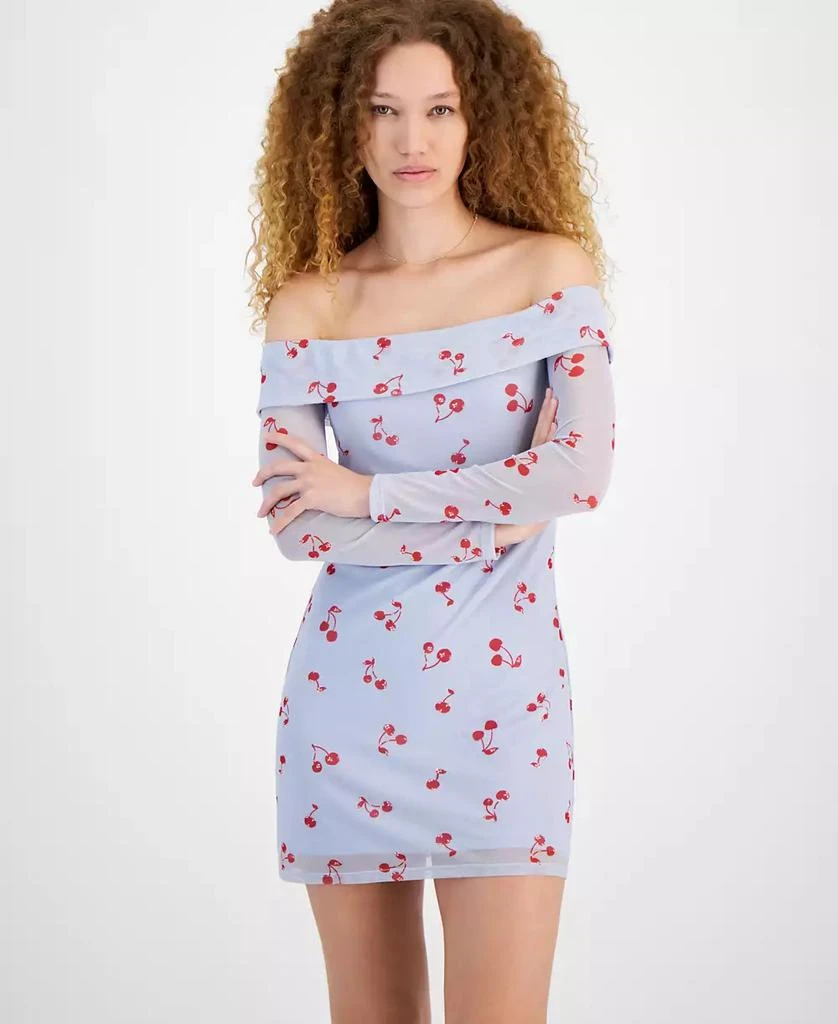 Tinseltown Juniors' Off-The-Shoulder Mesh Mini Dress 4