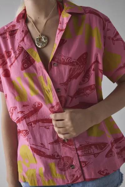 BDG BDG Asher Printed Souvenir Short Sleeve Button-Down Shirt