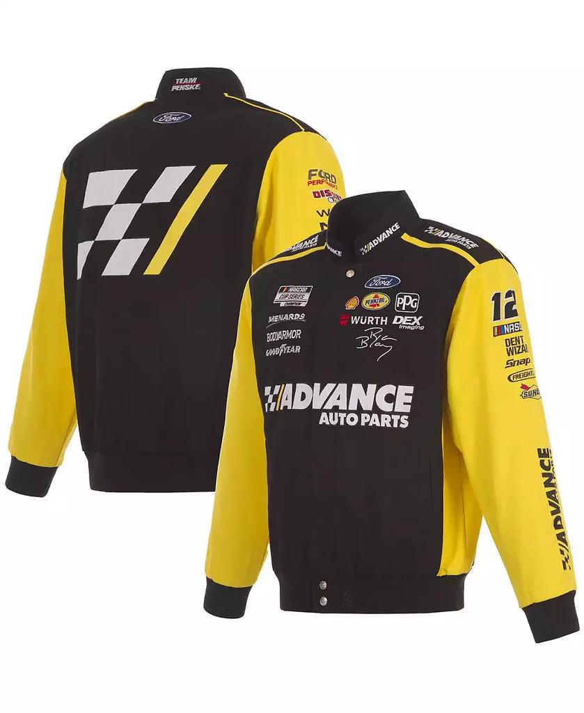 JH Design Men's Black/Yellow Ryan Blaney Advance Auto Parts Twill Driver Uniform Full-Snap Jacket