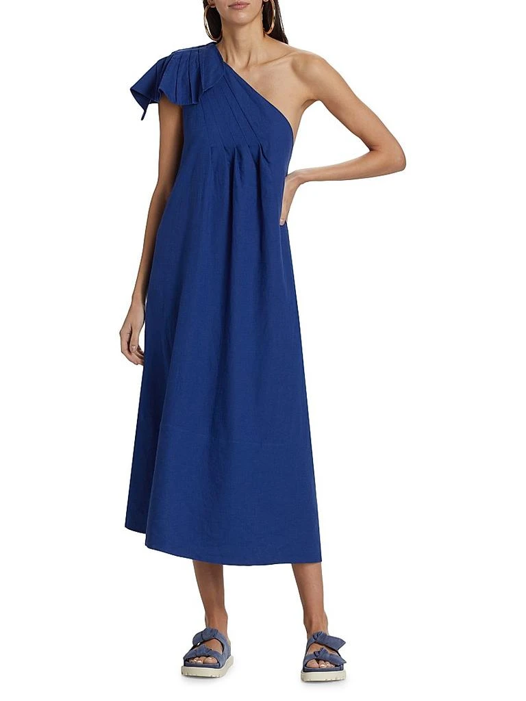 Farm Rio Leaf One-Shoulder Midi Dress 6