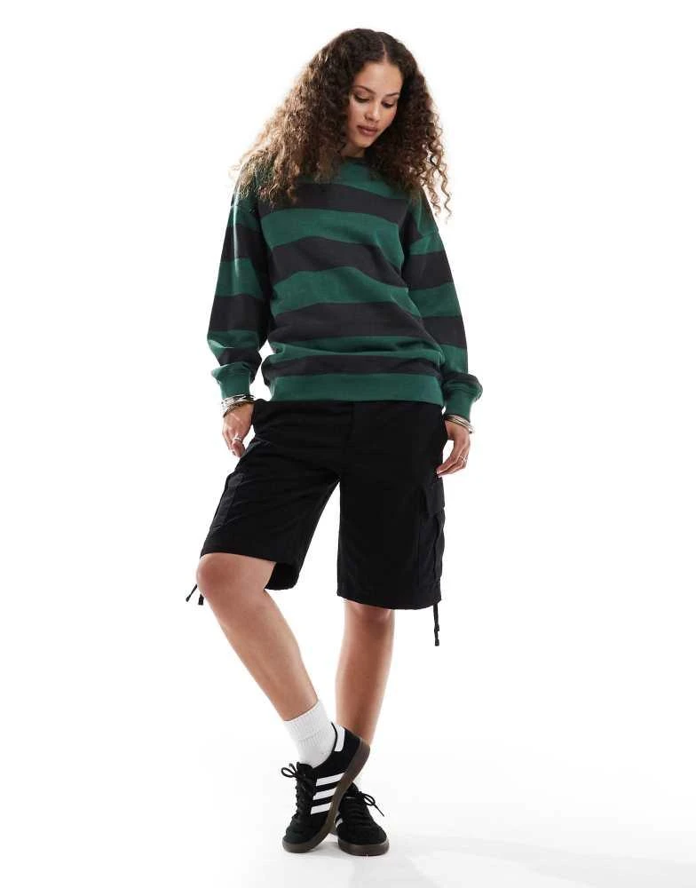 Daisy Street Daisy Street relaxed sweatshirt in green and navy stripe 3