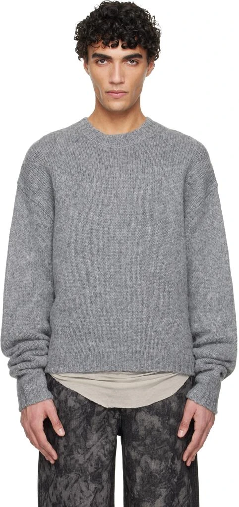 Heliot Emil Gray Roan Alpaca Knit Sweater
