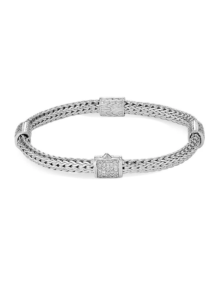 John Hardy Classic Chain Sterling Silver & 0.73 TCW Diamond Four-Station Bracelet 1
