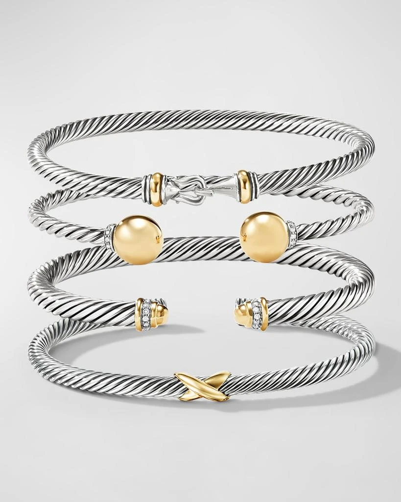 David Yurman Cable Station Bracelet in Silver with 18K Gold, 4mm 6